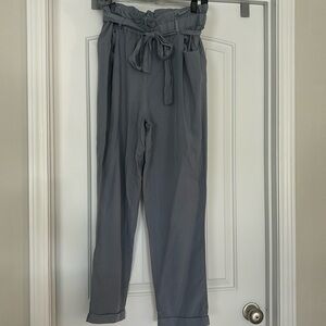 Dusty blue paper bag pants
